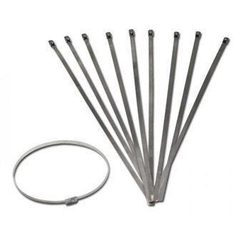 Tie wraps - RVS - 10 stuks - Lengte: 300 mm - Breedte: 4.6 mm - Roestvrij staal - Tie wrap - Kabelbinder - Tie-wrap