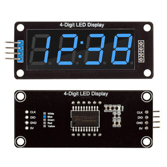 0,56 inch TM1637 zeven segmenten display module  Blauw geschikt voor Arduino 
