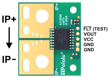 CT433-HSWF50DR TMR Current Sensor Large Carrier 0A to 50A, 3.3V Pololu 5338