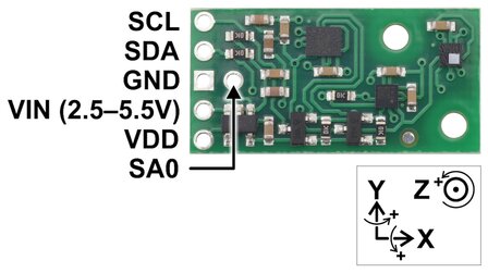 AltIMU-10 v6 Gyro, Accelerometer, Compass, and Altimeter LSM6DSO, LIS3MDL, LPS22DF  Pololu 2863