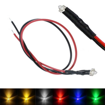 1.8mm led met kabel 20cm 12v 10 stuks