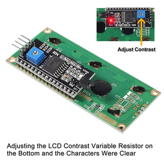 1602 LCD groen backlight met I2C voorgesoldeerd 