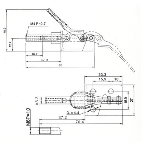 Snelspanklem Schuifstangspanner 16mm slag