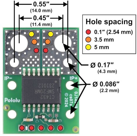 CT433-HSWF50DR TMR Current Sensor Compact Carrier 0A to 50A, 3.3V Pololu 5318