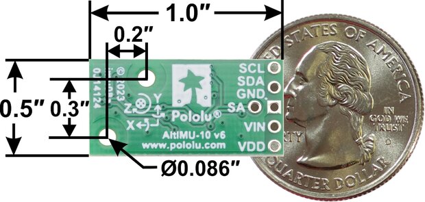 AltIMU-10 v6 Gyro, Accelerometer, Compass, and Altimeter LSM6DSO, LIS3MDL, LPS22DF  Pololu 2863