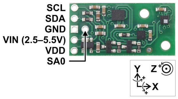 AltIMU-10 v6 Gyro, Accelerometer, Compass, and Altimeter LSM6DSO, LIS3MDL, LPS22DF  Pololu 2863