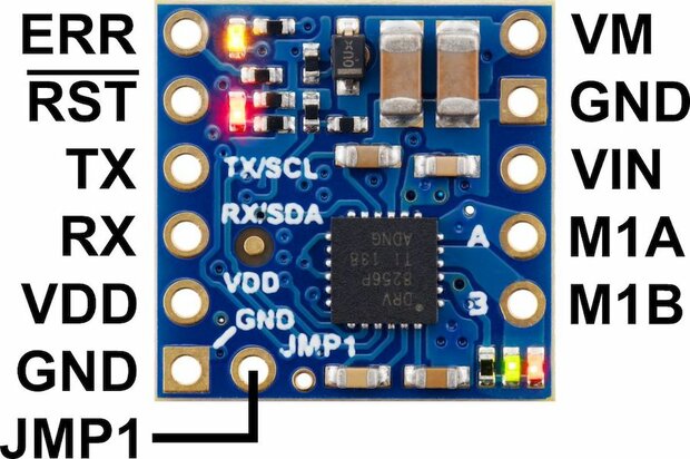 Motoron M1U256 enkele seriële motorcontroller (header pinnen gesoldeerd) Pololu 5062