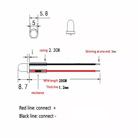 Knipper Led 5mm Blinking met kabel 12V 