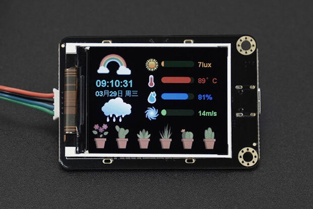 Gravity: 2.0 Inch IPS Color Serial Display with I2C & UART (Support micro:bit & MakeCode Graphical Programming) DFR0997