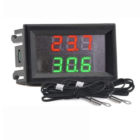 Temperatuur - Voltmeter 3in1  Display Rood en Groen - Thermometer- DC 4V-28V